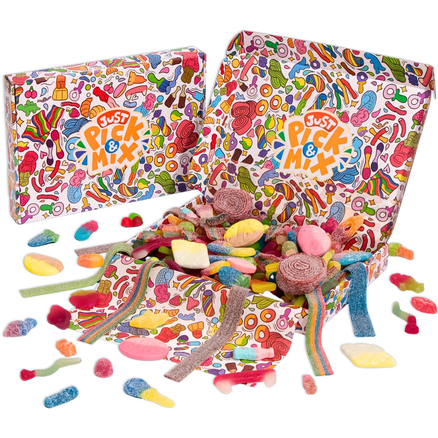 1kg Pick and Mix Sweets Gift Box - Assorted Fizzy, Sour, Jelly &amp; Gummy Sweets - Large Sweet Hamper Packed in the UK