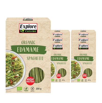 Explore Cuisine Organic Edamame Spaghetti: Gluten Free Pasta High in Protein and Fibre, Perfect for Vegan, Low Carb and Keto Diets (6 x 200g)