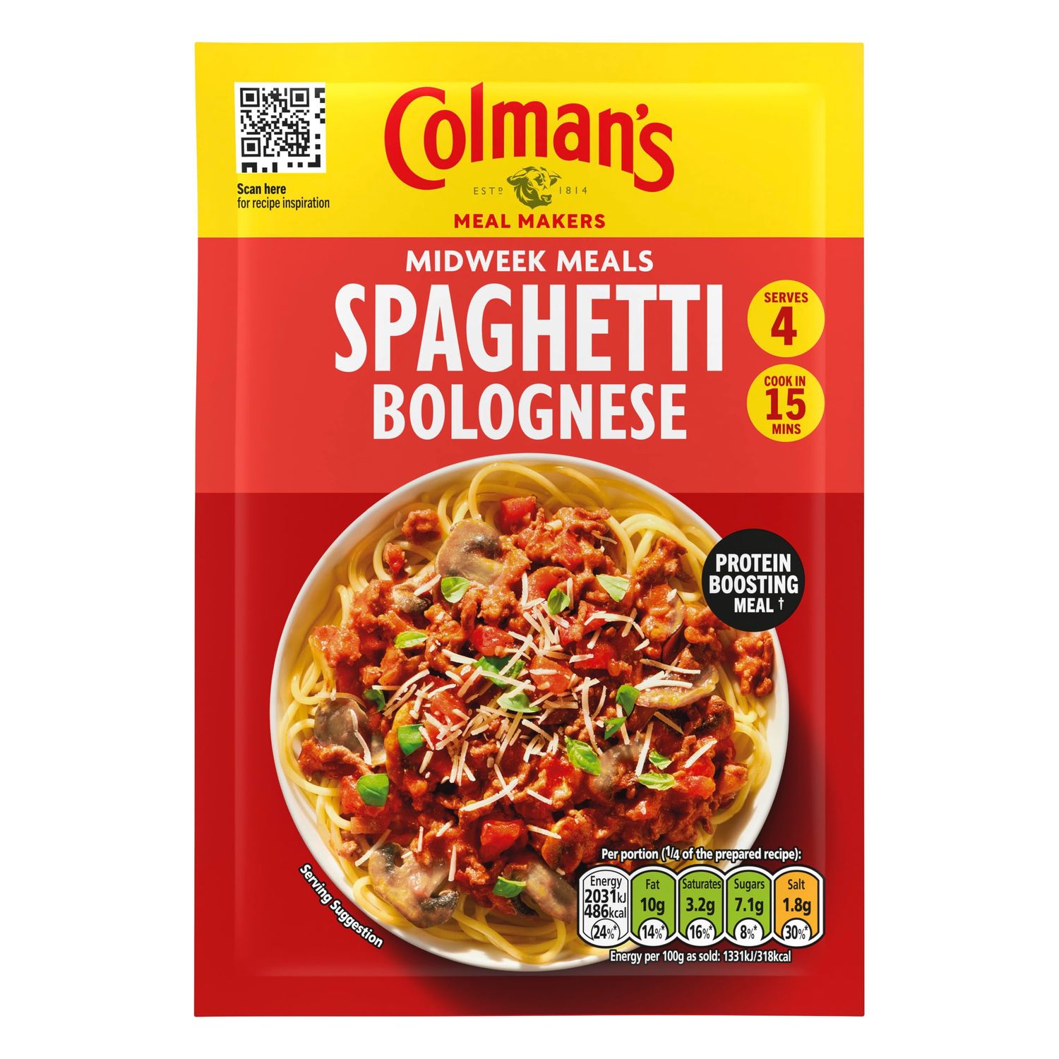 Colman's Midweek Meals Spaghetti Bolognese Meal Maker quick to prepare sauce mix for a protein-boosting meal 44 g