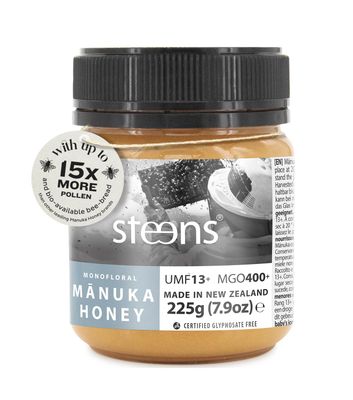 Steens Manuka Honey - MGO 400+ - Pure &amp; Raw 100% Certified UMF 13+ Manuka Honey - Bottled and Sealed in New Zealand - 225g