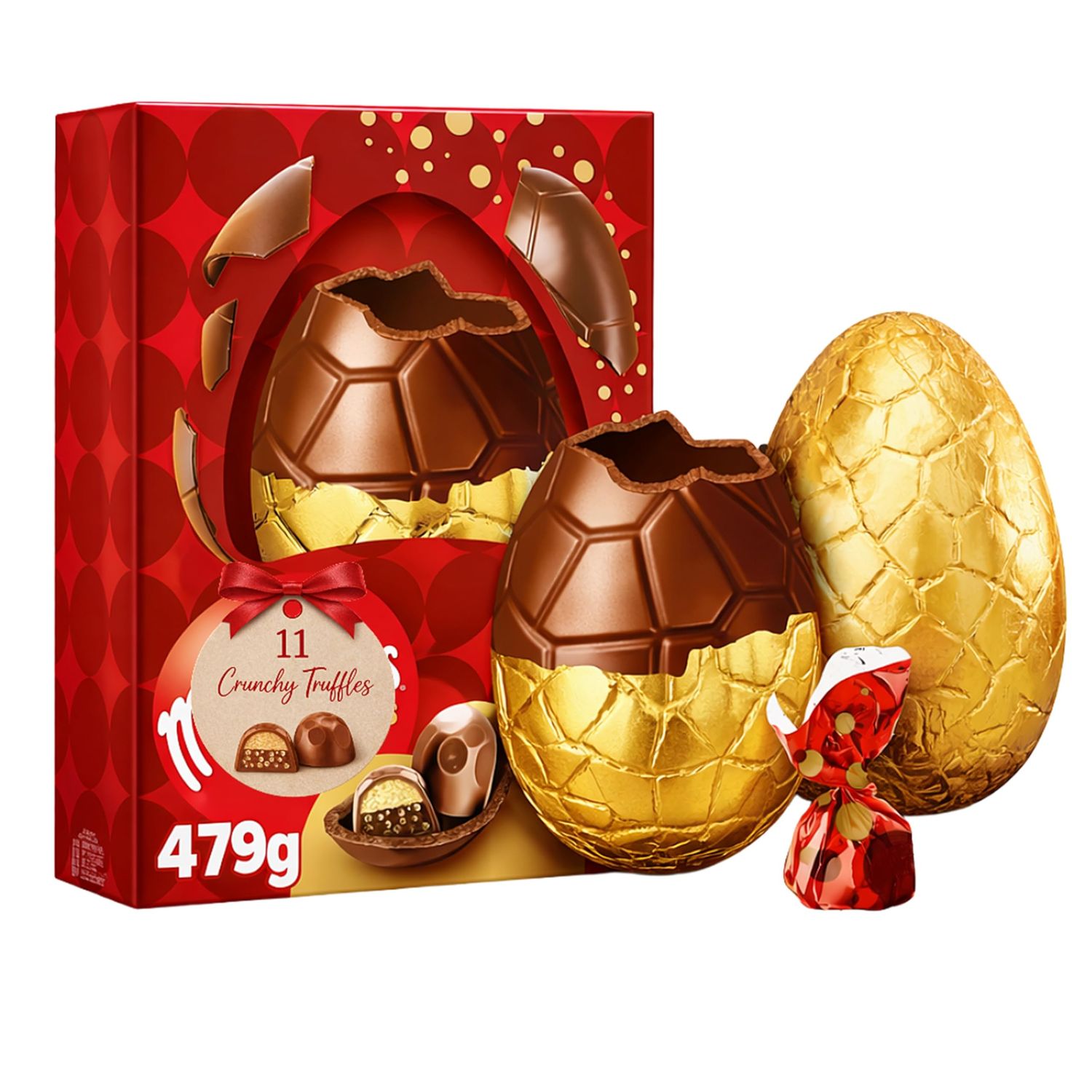 Giant Chocolate Easter Egg for Easter Gifts - 479g A Hollow Milk Chocolate Egg with 11 Crunchy Truffles. Gift for Chocolate Lovers, Easter Hamper for Kids