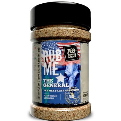 Angus &amp; Oink The General Tex Mex BBQ Seasoning Authentic Deep Southern Flavour Perfect for Beef, Lamb, Chicken &amp; Vegetables Gluten-Free 200g