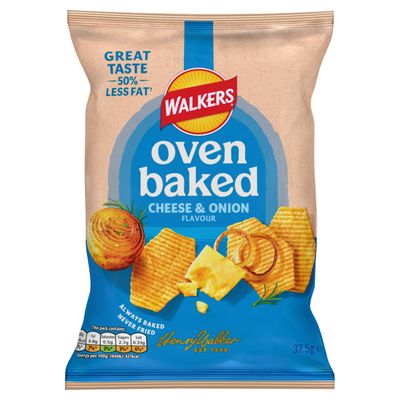 Walkers Baked Cheese &amp; Onion Snacks Crisps 32 x 37.5g