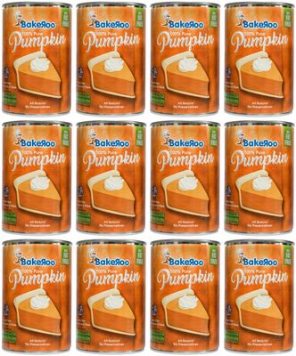 (Case of 12) Bakeroo Tinned Pumpkin Puree (Pumpkin Pie Filling) - 425g, 100% Natural