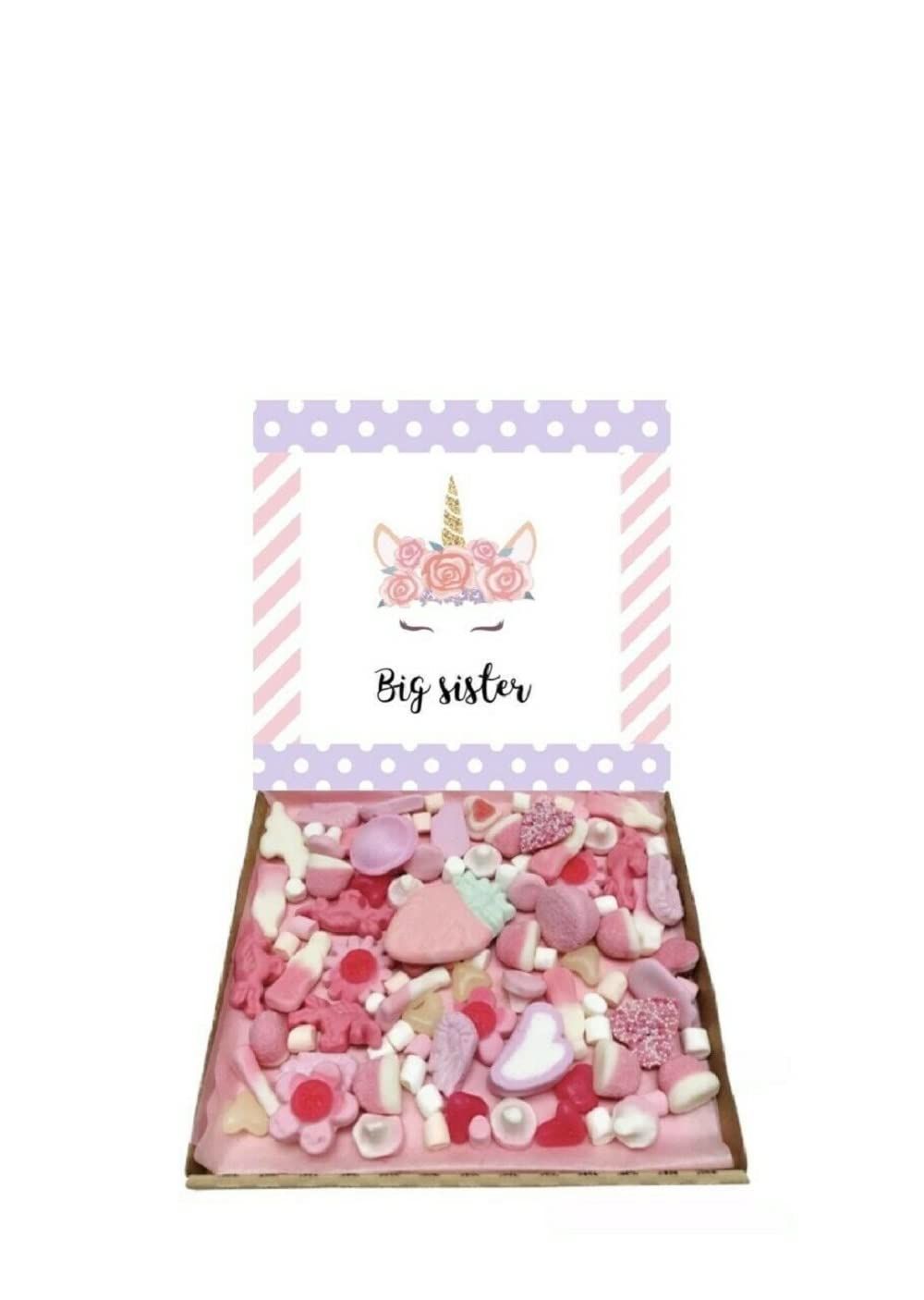 Big Sister Unicorn Gift Pick n Mix pink 300g Sweets Selection Box Sweet Hamper Birthday Present