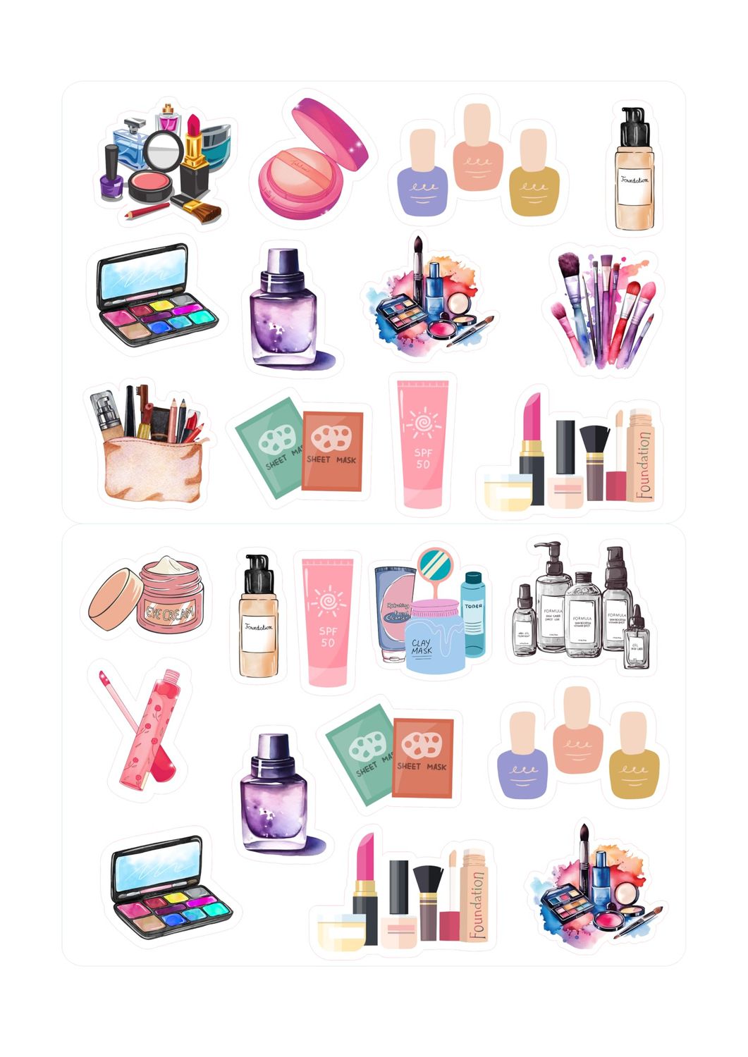 24Pcs Precut Edible Makeup Cupcake Toppers Cosmetics Cupcake erfume Lipstick Cupcake Happy Birthday Cake Decoration for Girls 18th Birthday Bachelorette Party Supplies Beauty Cake Decorations