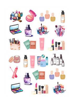 24Pcs Precut Edible Makeup Cupcake Toppers Cosmetics Cupcake erfume Lipstick Cupcake Happy Birthday Cake Decoration for Girls 18th Birthday Bachelorette Party Supplies Beauty Cake Decorations