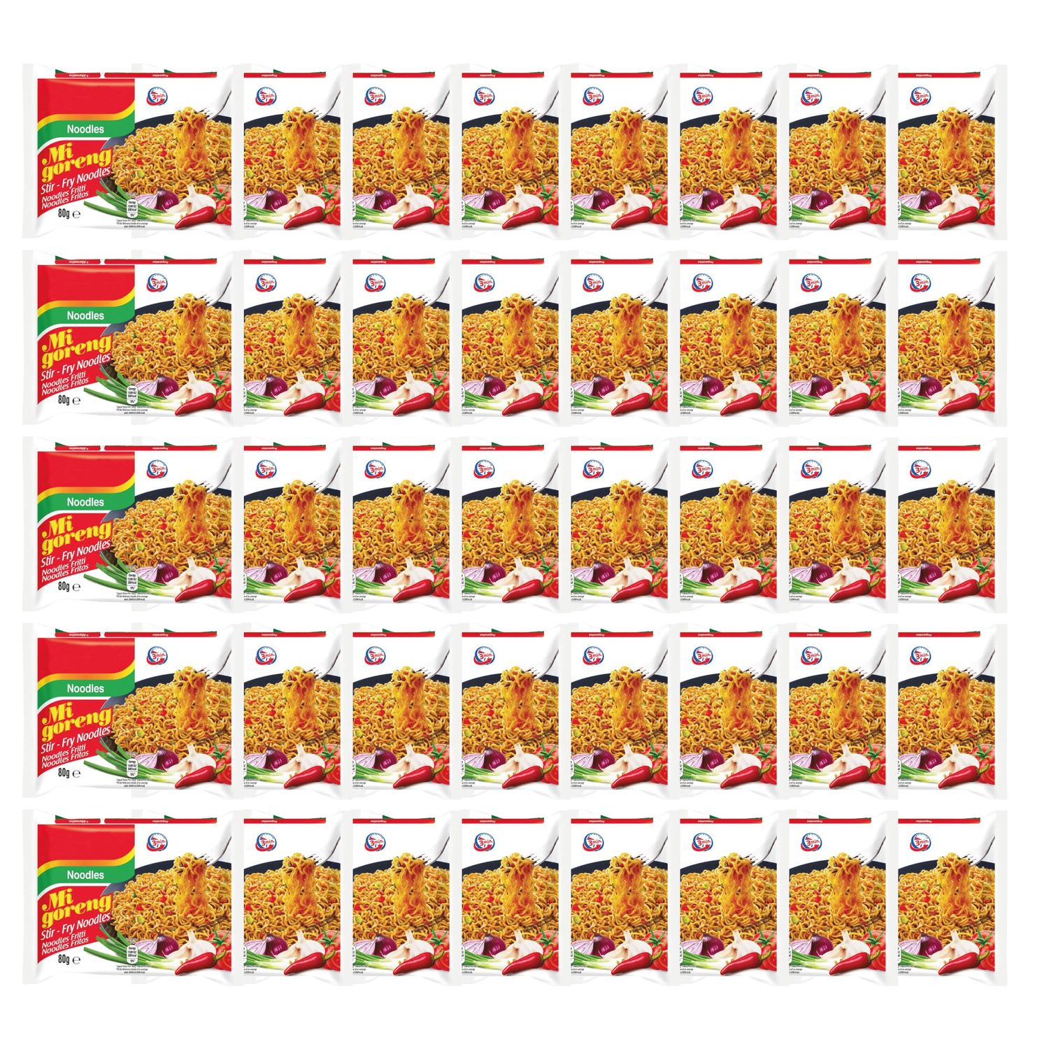 Mi Goreng Stir-Fry Noodles - Original Flavor, 80g (Pack of 40) Authentic Indonesian Instant Noodles Versatile Meal Option Ready in 3 Minutes