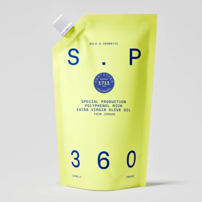 SP360 Arbequina Ultra High Polyphenol Extra Virgin Olive Oil - 500ml Refill Pouch Cold Pressed, Single-Origin Jordanian Family Farm Award-Winning Bold, Herbaceous Flavour Eco-Friendly EVOO