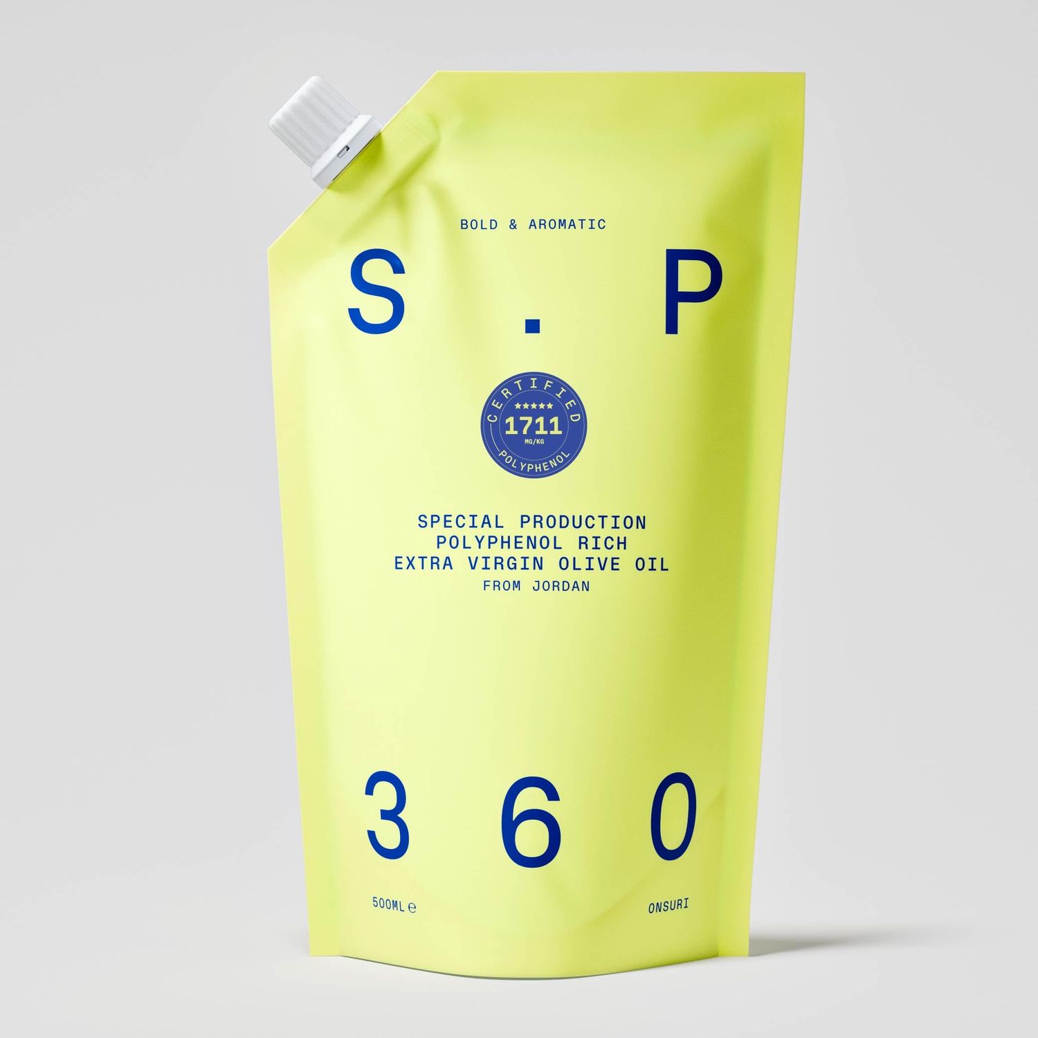 SP360 Arbequina Ultra High Polyphenol Extra Virgin Olive Oil - 500ml Refill Pouch Cold Pressed, Single-Origin Jordanian Family Farm Award-Winning Bold, Herbaceous Flavour Eco-Friendly EVOO