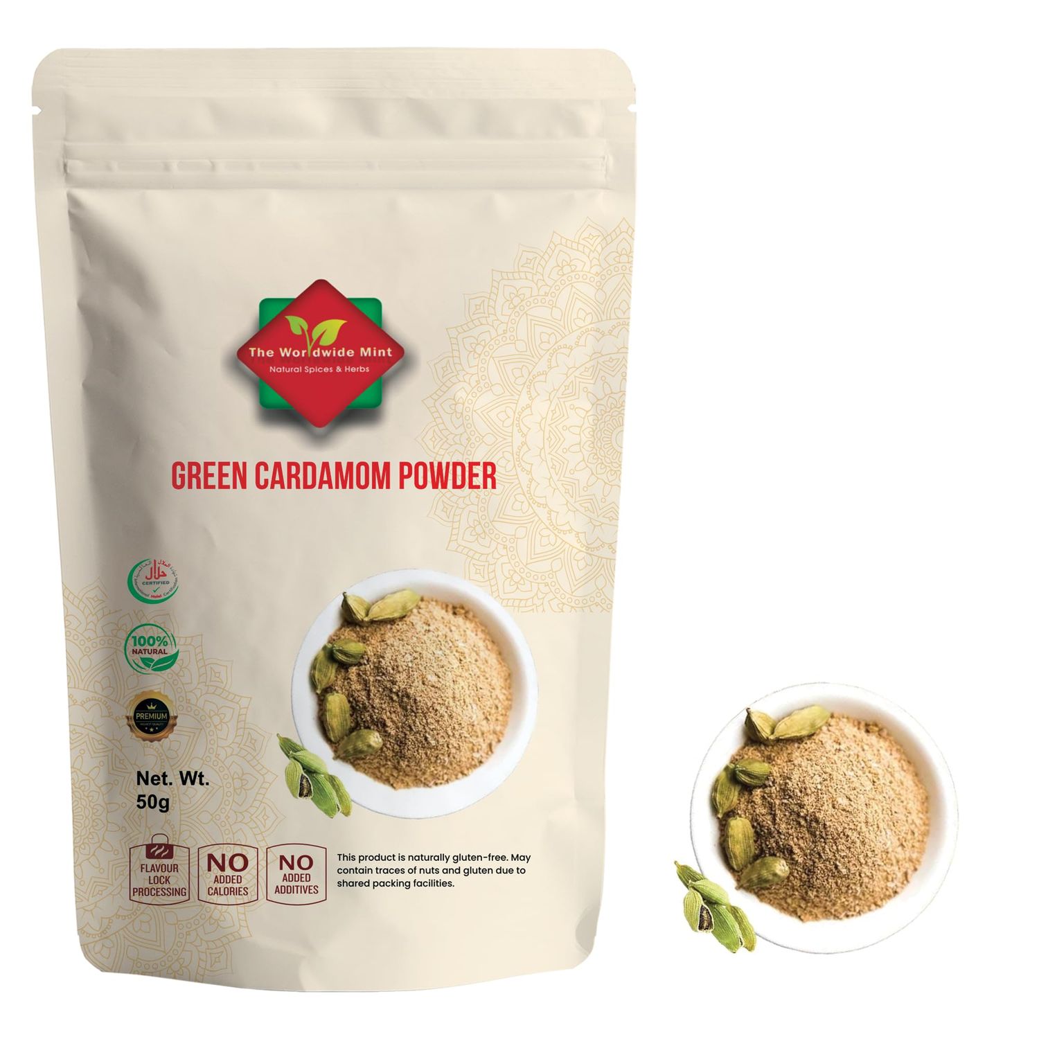 Green Cardamom Powder l Ground Green Cardamom l Vegan Green Cardamom Powder Hari Elaichi Powder l 100% Natural l Premium Quality l Vegan l No Additives No Preservatives Gluten Free (50G)