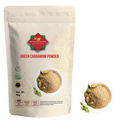 Green Cardamom Powder l Ground Green Cardamom l Vegan Green Cardamom Powder Hari Elaichi Powder l 100% Natural l Premium Quality l Vegan l No Additives No Preservatives Gluten Free (50G)