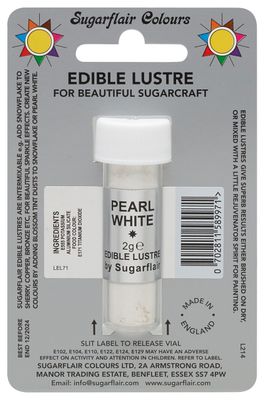 Sugarflair PEARL WHITE Edible Lustre Dust Powder - Cake Decorating Shimmer - Add a Shimmering Sheen to Cake Decorations, Bakes, Icing, Pastes &amp; Chocolate 2g