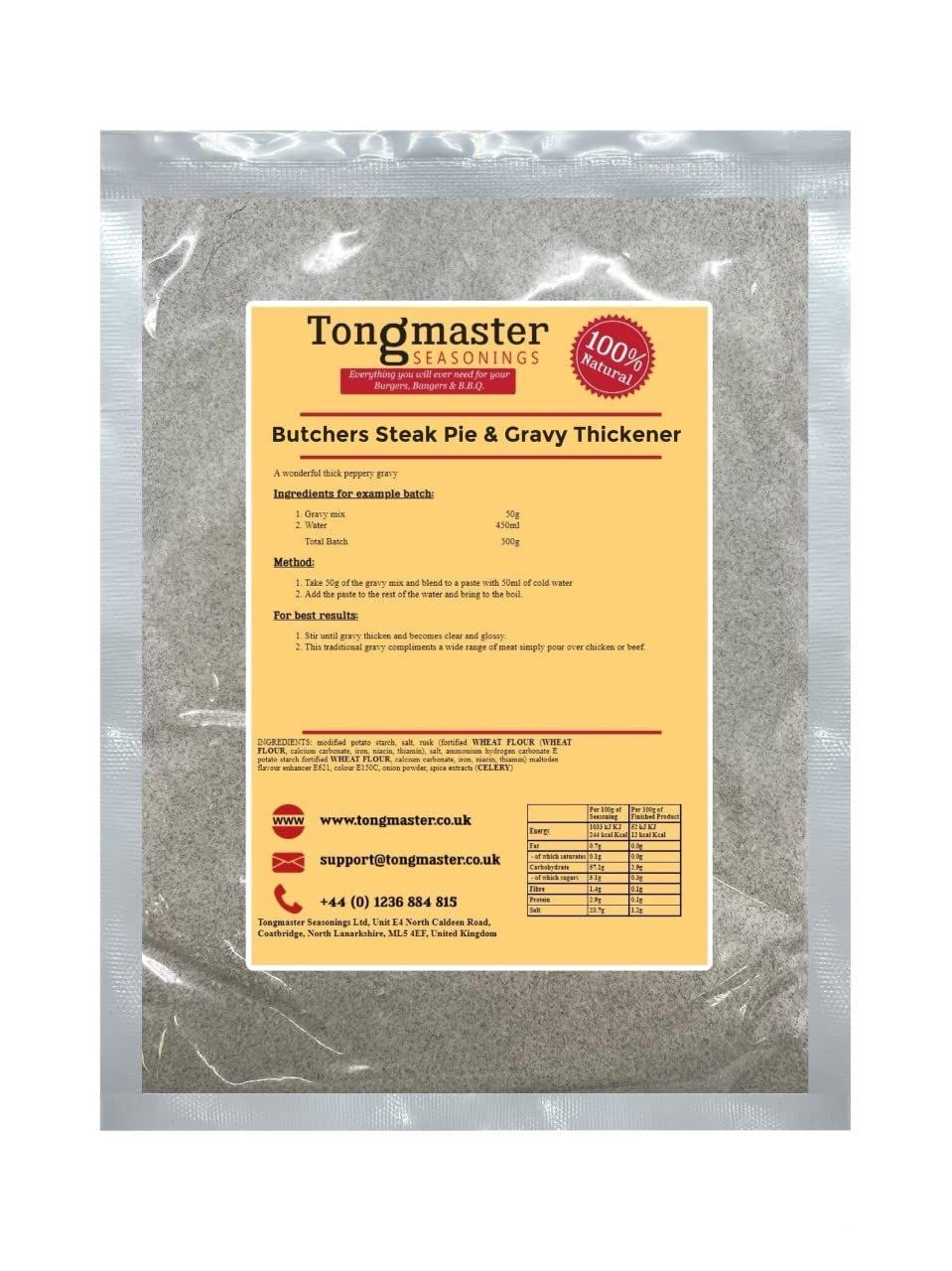Butchers Steak Pie Seasoning &amp; Gravy Thickener- 100g (50g makes 450ml of gravy)