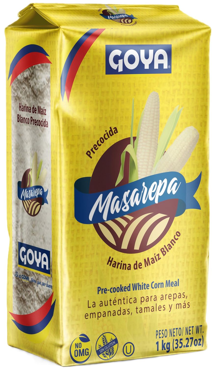 Goya Masarepa Pre-cooked White Corn Meal 1kg (Pack of 1) Premium Harina de Maíz Blanco Precocida Gluten Free Corn Flour for Arepas, Empanadas, Tamales &amp; Authentic Latin Recipes