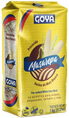 Goya Masarepa Pre-cooked White Corn Meal 1kg (Pack of 1) Premium Harina de Maíz Blanco Precocida Gluten Free Corn Flour for Arepas, Empanadas, Tamales & Authentic Latin Recipes