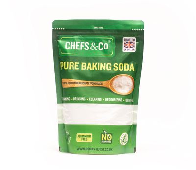 CHEFS &amp; CO Pure Baking Soda (1 KG) 100% Sodium Bicarbonate of Soda Food Grade Baking Soda for Cooking &amp; Drinking &amp; Cleaning Aluminium Free BPA Free Raising Agent (Pack of 1)