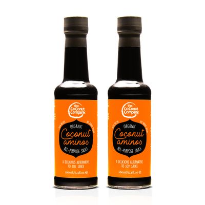 Organic Coconut Aminos - Vegan, Gluten-Free, Raw, Soy-Free, Amino acids, Naturally Fermented, Low Salt, Coconut Seasoning, Soy Sauce Alternative(160 ml x 2)