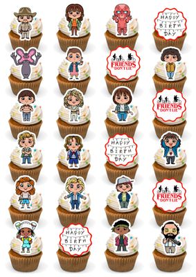 Strange Kids PRECUT Theme #1 Edible Premium Wafer Card Cupcake Toppers - Stand Up Wafer Cake Decorations