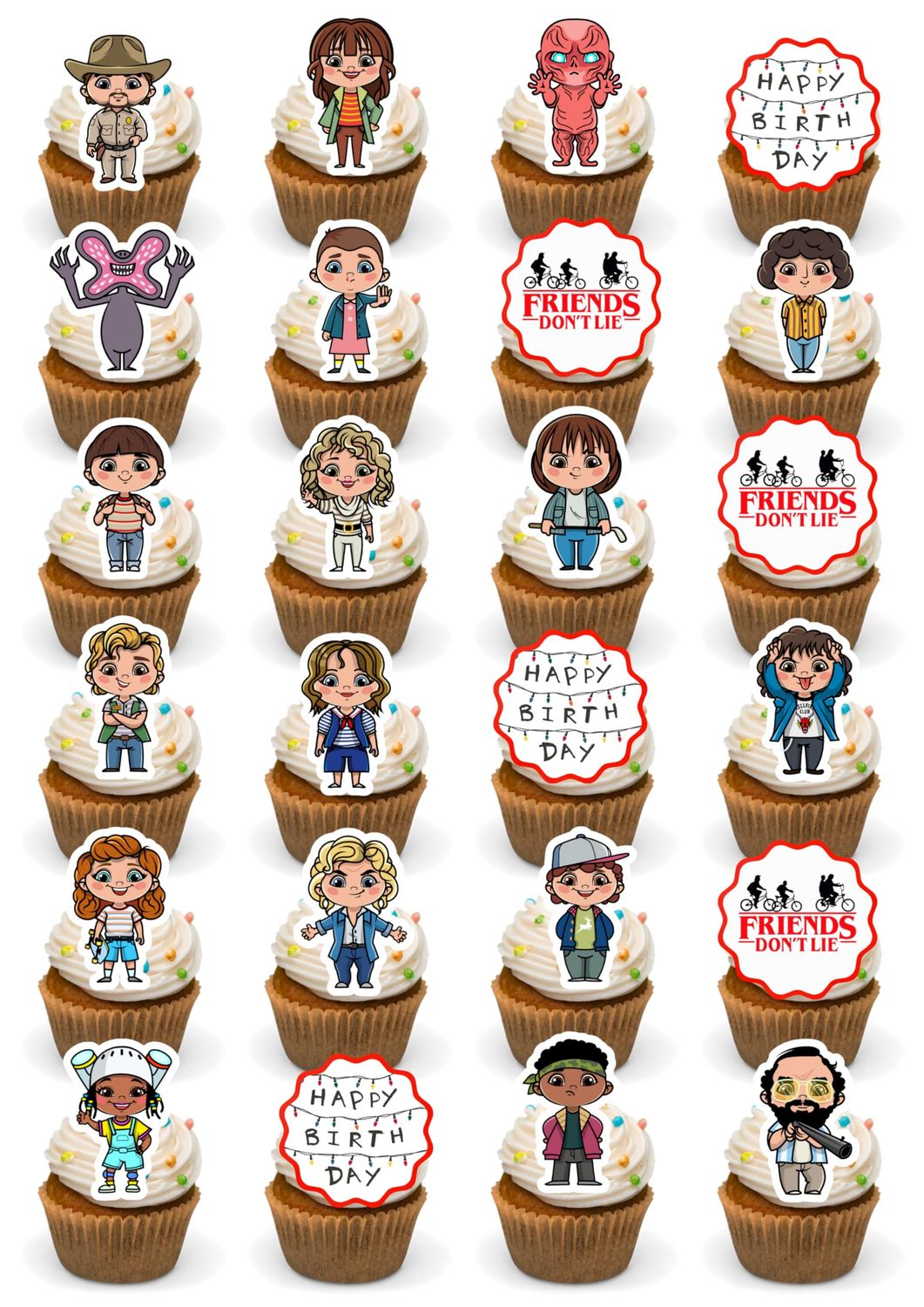 Strange Kids PRECUT Theme #1 Edible Premium Wafer Card Cupcake Toppers - Stand Up Wafer Cake Decorations