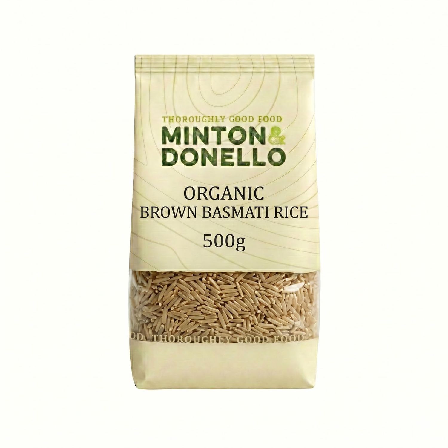 Minton &amp; Donello - Organic Brown Basmati Rice, 500g - Low Calorie and Low In Fat - For Savoury dishes, Soups, Stews, and Salads - Sustainably Sourced