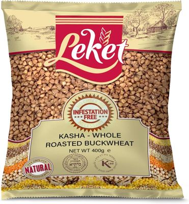 Leket Roasted Buckwheat 400g - Premium Whole Grain for Nutritious &amp; Delicious Meals - Quick &amp; Convenient, Kosher, High-Protein, Non GMO Superfood