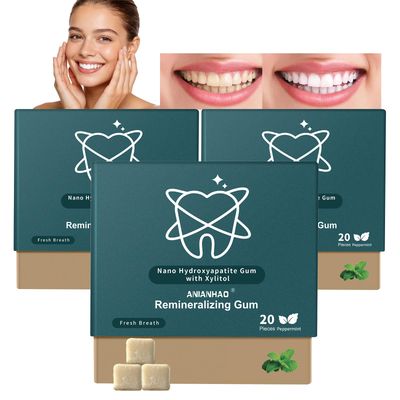 Remineralizing Gum Hydroxyapatite Gum with Non-Nano Hydroxyapatite and Xylitol, Mastic Mint Pepper Mint Remineralizing Gums, Sugar Free Xylitol Gums, Supports Fresh Breath and Oral Health, 60 Count