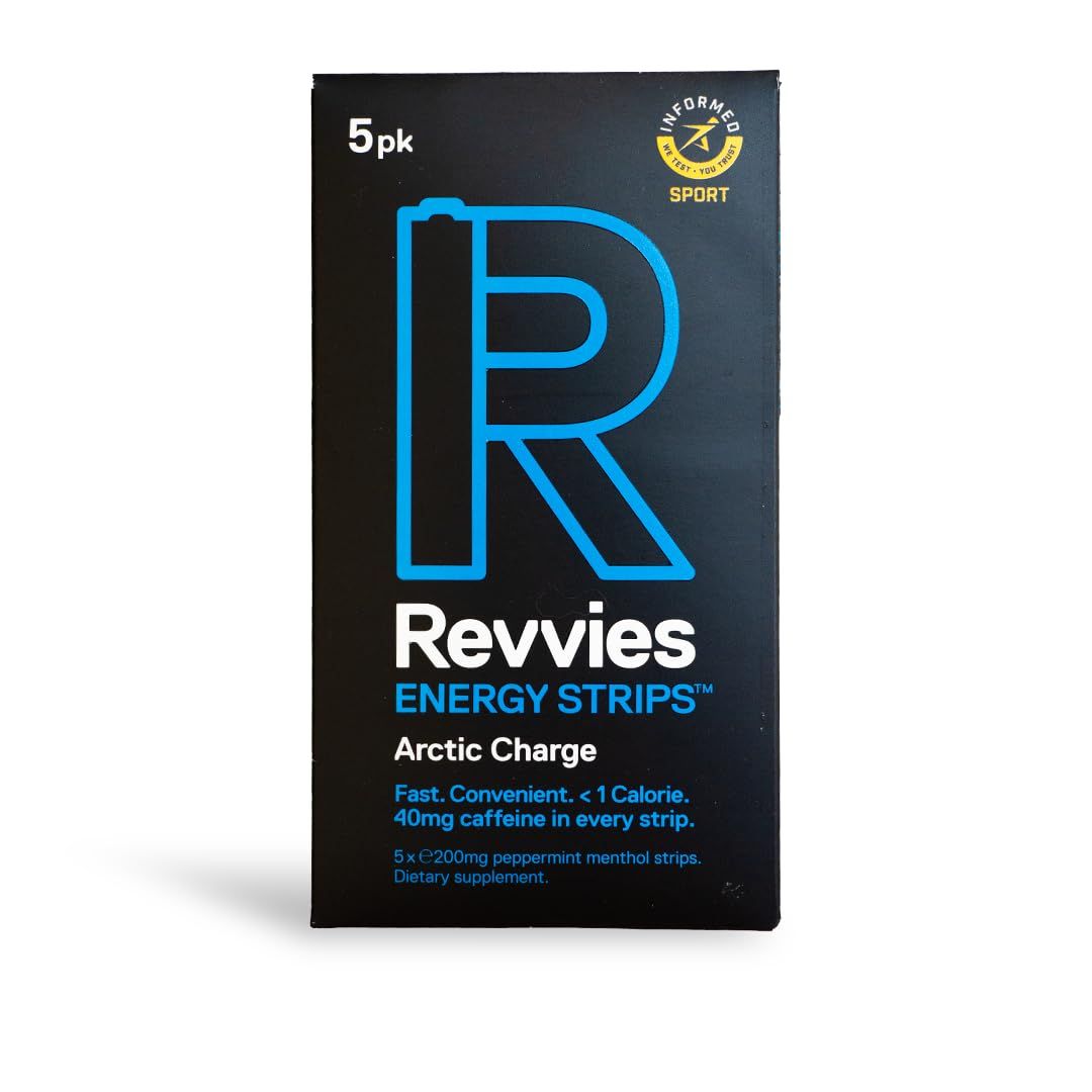 Revvies Energy Strips Arctic Charge 25 Strips 40mg Caffeine Strip Revvies Energy Strips Instant Boost Suitable Pro Athletes Easy On The Stomach Vegan Sugar-Free