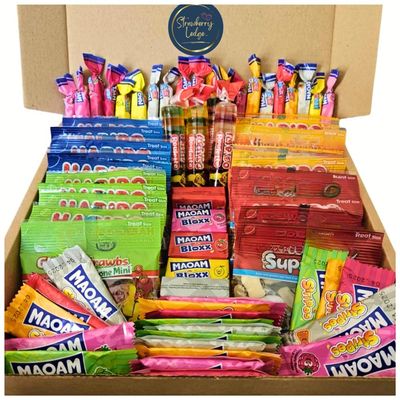 Maoam, Starmix, Tangfastics, Giant Strawberries, Supermix 70 Pieces Sweets Gift Box Sour, Fizzy, Chewy, Jelly & Gummy Sweets Multipack Sweets Hamper Thank You, Birthday Gifts Box