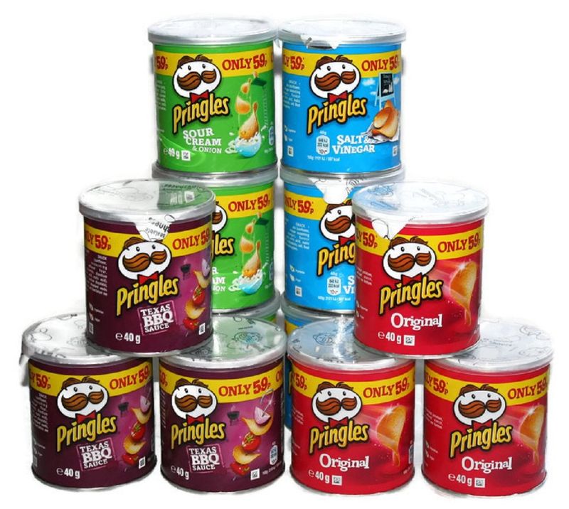 Pringles Pop &amp; Go Travel Box 12 x Multi Flavour Pots, Sour Cream &amp; Onion, Salt &amp; Vinegar, Texas BBQ, Original.