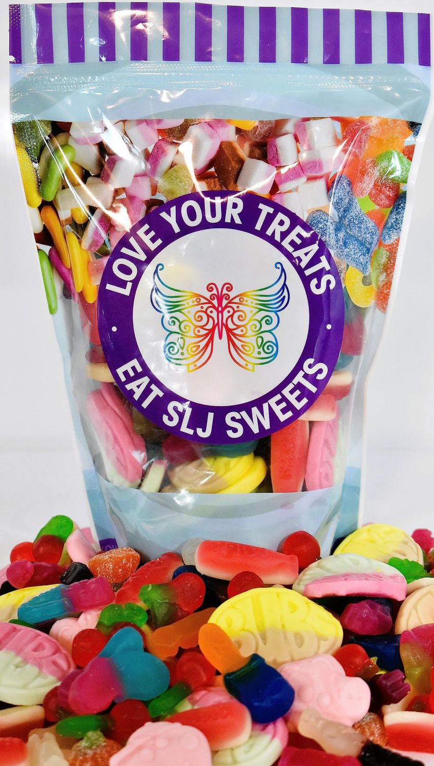 Large 890x RECYCLABLE Pouch of Vegan Jelly/Gummy Sweet Assortment Pick n Mix Sweets Gift Bag - Large Bag of Chewy, Gummy, Candy, Jelly Treats - Halal &amp; Vegetarian friendly