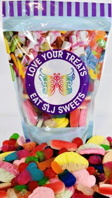 Large 890x RECYCLABLE Pouch of Vegan Jelly/Gummy Sweet Assortment Pick n Mix Sweets Gift Bag - Large Bag of Chewy, Gummy, Candy, Jelly Treats - Halal &amp; Vegetarian friendly