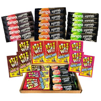 Ultimate Popping Candy Bundle 24 Pack Fizz Wiz & Tango Variety Box Includes Every Flavour Strawberry, Cherry, Apple, Orange & Cola Vegetarian & Halal Sweets Letterbox Sized