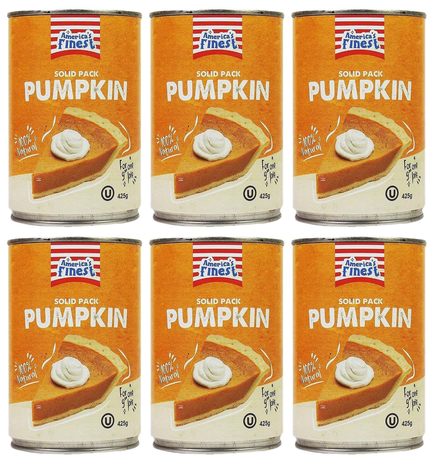 America's Finest Pumpkin Puree - 100% Pure Pumpkin, 425g (Pack of 6)