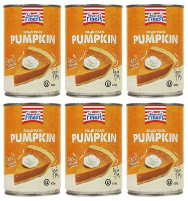 America's Finest Pumpkin Puree - 100% Pure Pumpkin, 425g (Pack of 6)