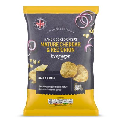 by Amazon Our Selection Hand Cooked Mature Cheddar &amp; Caramelised Onion Crisps, 150g