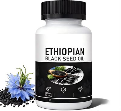 Purely Ethiopian Black Seed Oil, Cold Pressed Black Cumin Seed Oil, Mild and Safe, for Men and Women (1 Bottle)