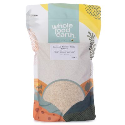 Wholefood Earth Organic Sesame Seeds Hulled 1kg Raw GMO Free Vegan Certified Organic