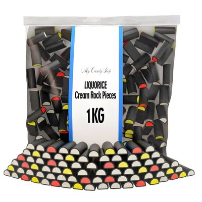 Liquorice Cream Rock Pieces 1kg - Bulk Retro Sweets, Traditional Liquorice Candy, Soft Boiled Sweets, Classic British Confectionery, Ideal for Gifts & Sweet Jars