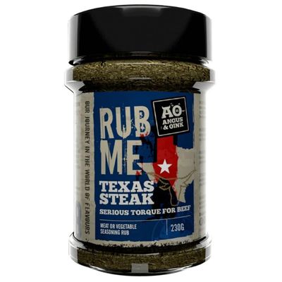 Angus &amp; Oink Texas Ultimate Steak Rub Big, Bold Flavour Inspired by Juicy Texas Steaks Five Types of Aromatic Peppers, Three Salts &amp; Two Garlic Varieties Home Cooking, BBQ &amp; Grilling 230g