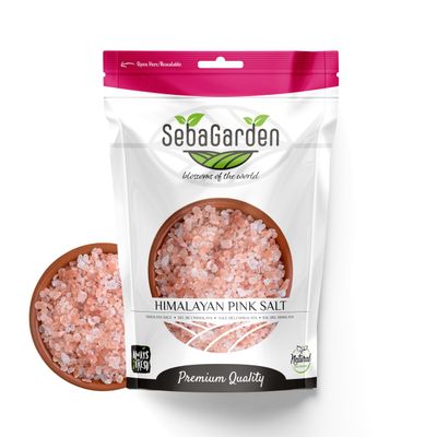 Seba Garden 100% Pure Himalayan Pink Salt - Coarse, 1kg Resealable Doypack Natural &amp; Unrefined, Rich in Minerals Perfect for Cooking, Grinders &amp; Bath Soaks