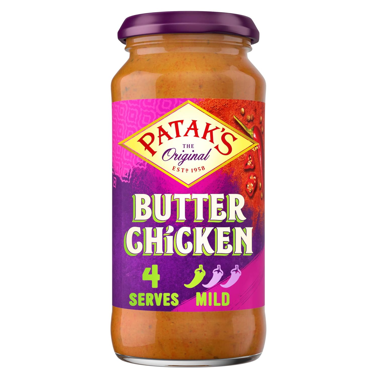 Patak's Butter Chicken Curry Sauce 450g Mild Spice Serves 4 Authentic Indian Simmer/Cooking Sauce