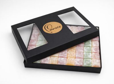 Persis Turkish Delight Gift Box 1Kg - Assorted Flavours Lokum With Rose, Mint, Lemon, Orange, Sour Cherry And Apple - Traditional Sweets Gift Box - Authentic Turkish Delights (1kg Gift Box)