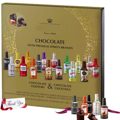 Dark Chocolate Assortment with Famous Liqueurs, Cocktails, Coffee in flavors of margarita, mojito, Irish coffee - 21x Dark chocolate luxury gift set for men women him her 328g Dark Chocolate Assortment with Famous Liqueurs, Cocktails, Coffee in flavors of margarita, mojito, Irish coffee - 21x Dark chocolate luxury gift set for men women him her 328g