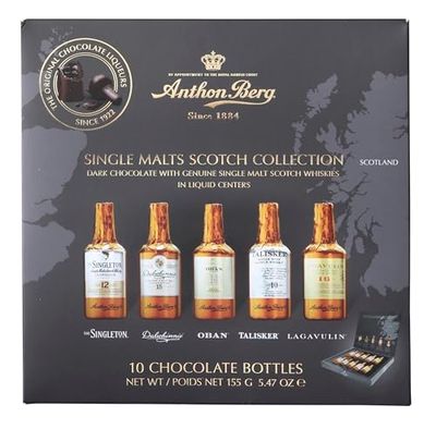 Anthon Berg 10 Single Malt Scotch Whisky Liqueurs, with a Delicious Chocolate filling, 155 g (Pack of 1)
