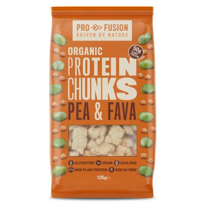 Profusion Organic Vegan Pea and Fava Protein Chunks, 125g - High Protein &amp; Gluten-Free - Soya-Free Meat Substitute