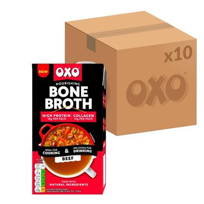 OXO Nourishing Beef Bone Broth, 500 ml (Pack of 10)