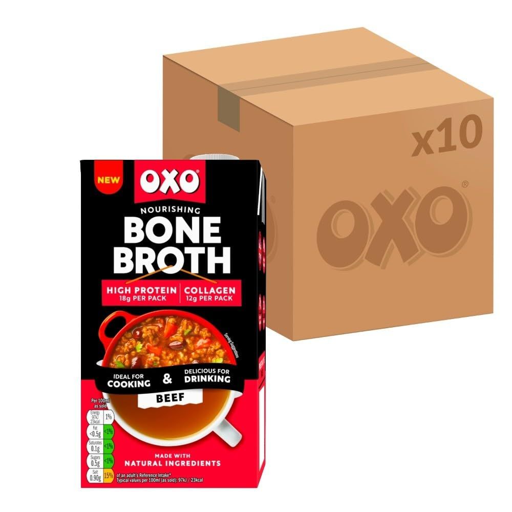 OXO Nourishing Beef Bone Broth, 500 ml (Pack of 10)