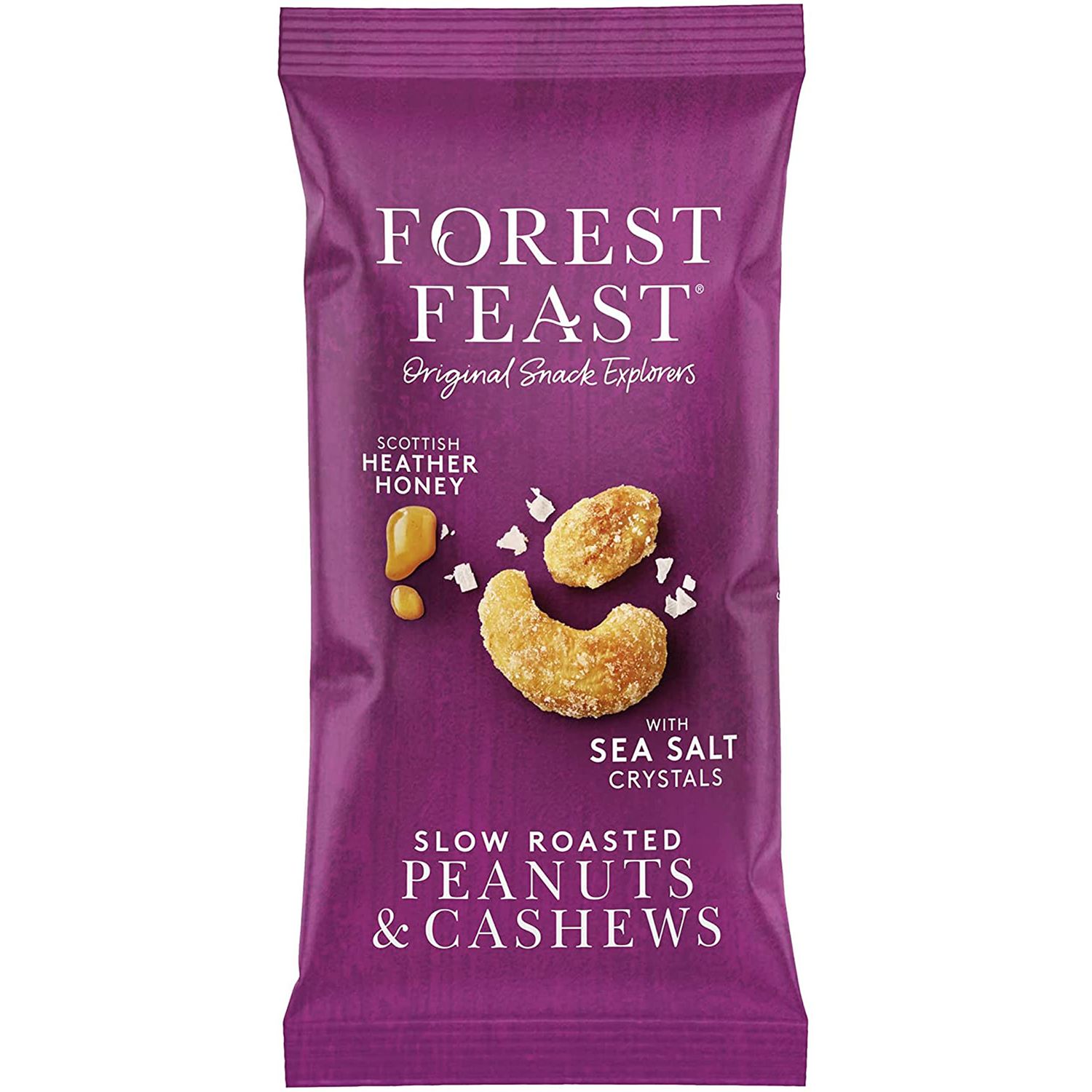 FOREST FEAST Slow Roasted Peanut &amp; Cashews 12 x 40g Heather Honey Roasted Cashew &amp; Peanut Mix Nuts Snack, Naturally High in Protein, High Fibre &amp; Gluten Free Savoury Snack