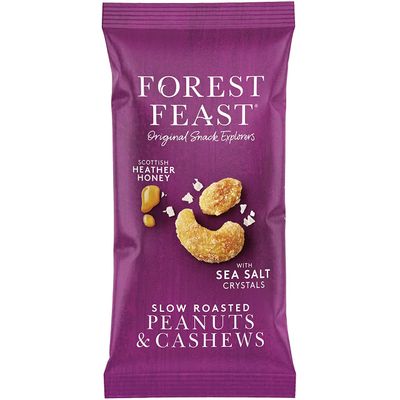 FOREST FEAST Slow Roasted Peanut &amp; Cashews 12 x 40g Heather Honey Roasted Cashew &amp; Peanut Mix Nuts Snack, Naturally High in Protein, High Fibre &amp; Gluten Free Savoury Snack